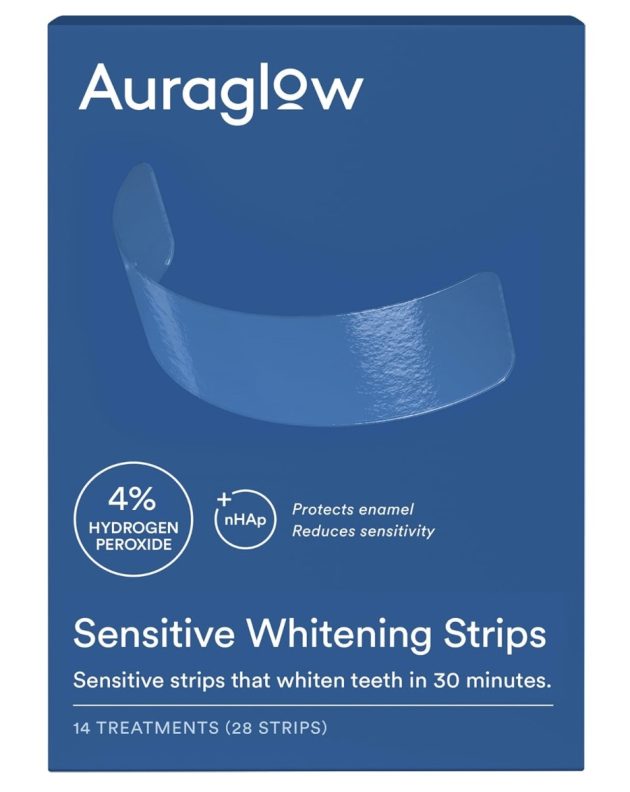 Auraglow Sensitive Teeth Whitening Strips, 14 Whitening Treatments